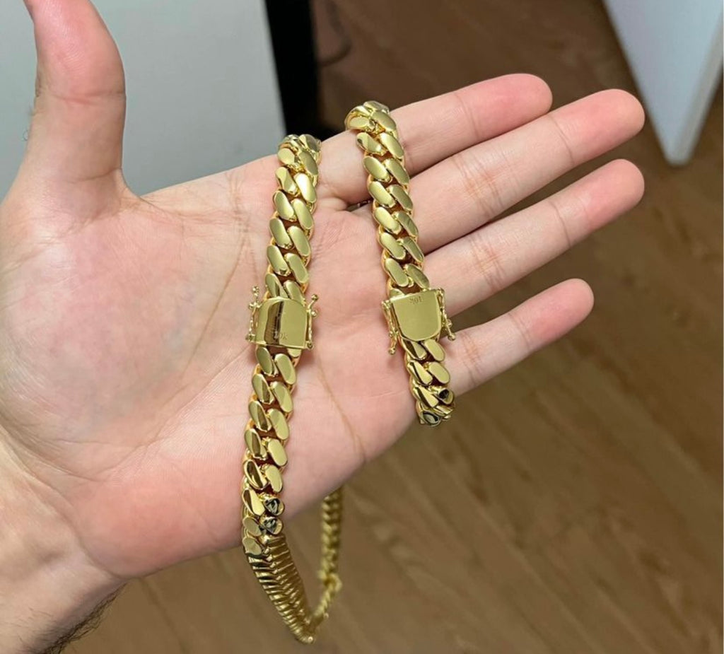 2 bracelet set 1 gold 1 rose gold Gold plated high quality 12mm