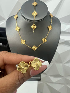 14k Gold bonded necklace bracelet and earrings set gold over silver