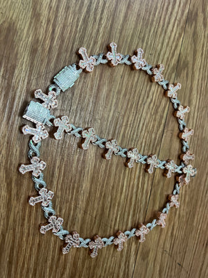 14k white gold and rose gold bonded chain and bracelet set unixes super beautiful