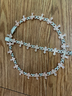 14k white gold and rose gold bonded chain and bracelet set unixes super beautiful