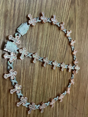14k white gold and rose gold bonded chain and bracelet set unixes super beautiful