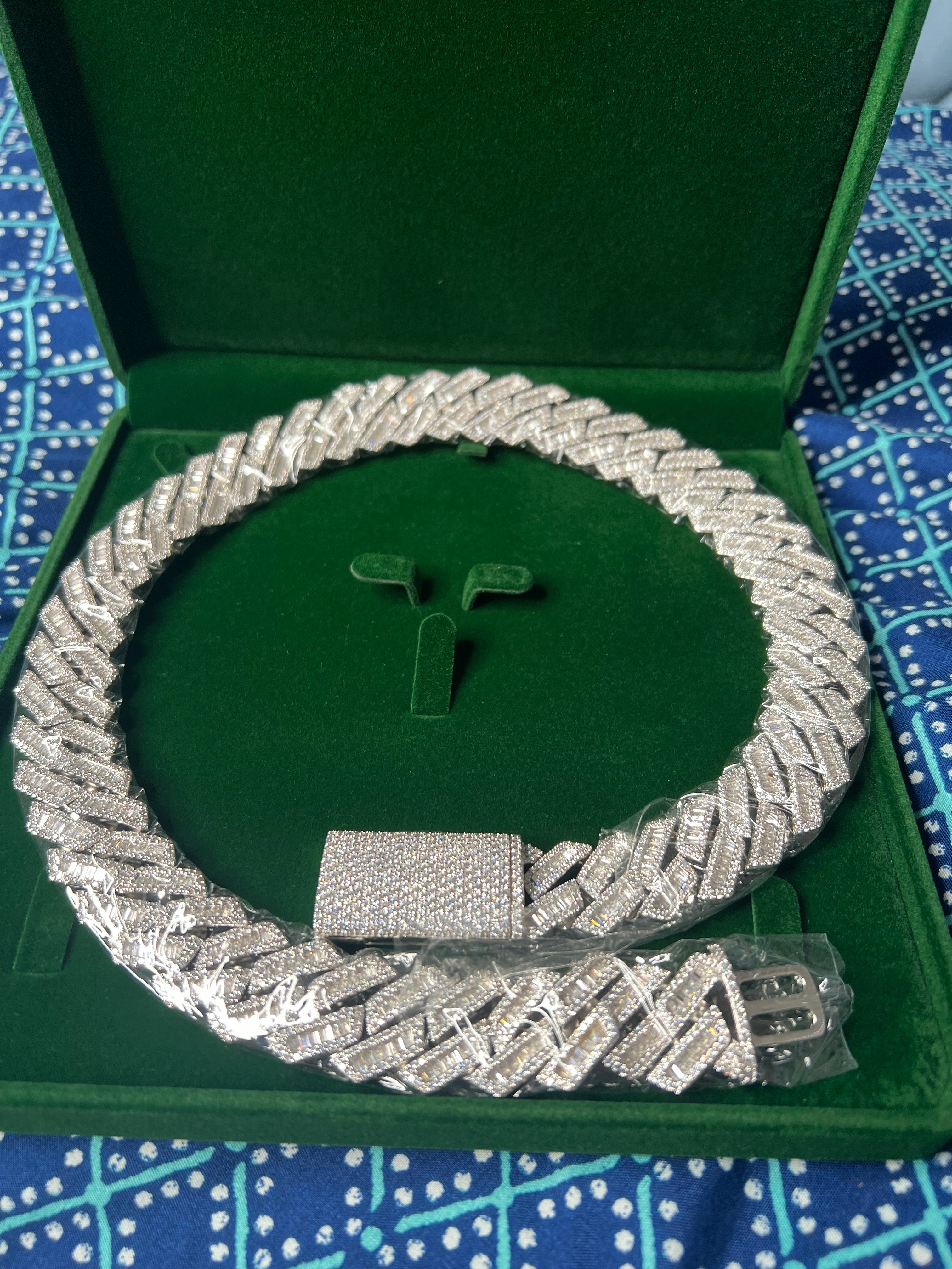 14k white gold bonded Chain and bracelet set plus ring