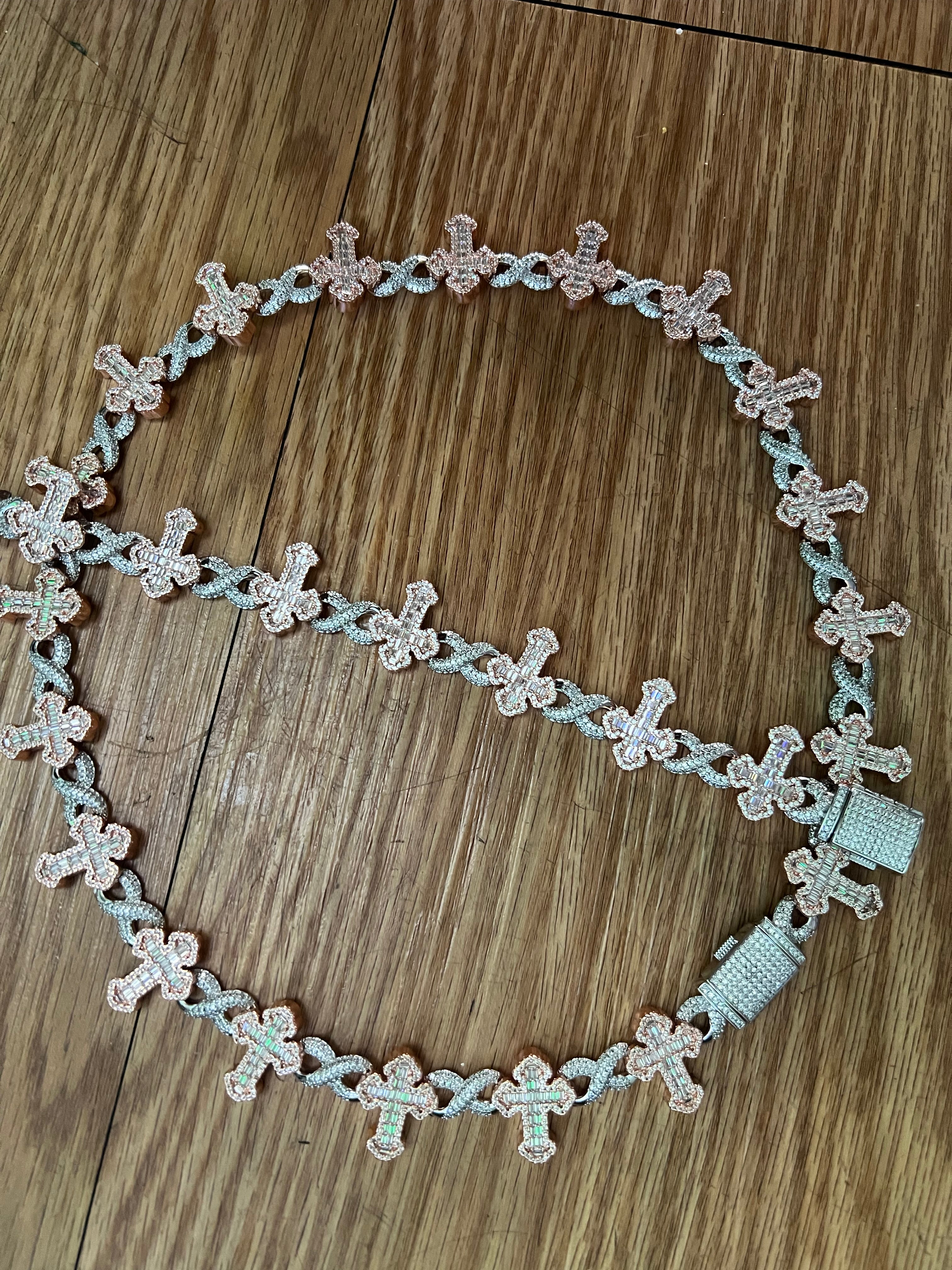 14k white gold and rose gold bonded chain and bracelet set unixes super beautiful