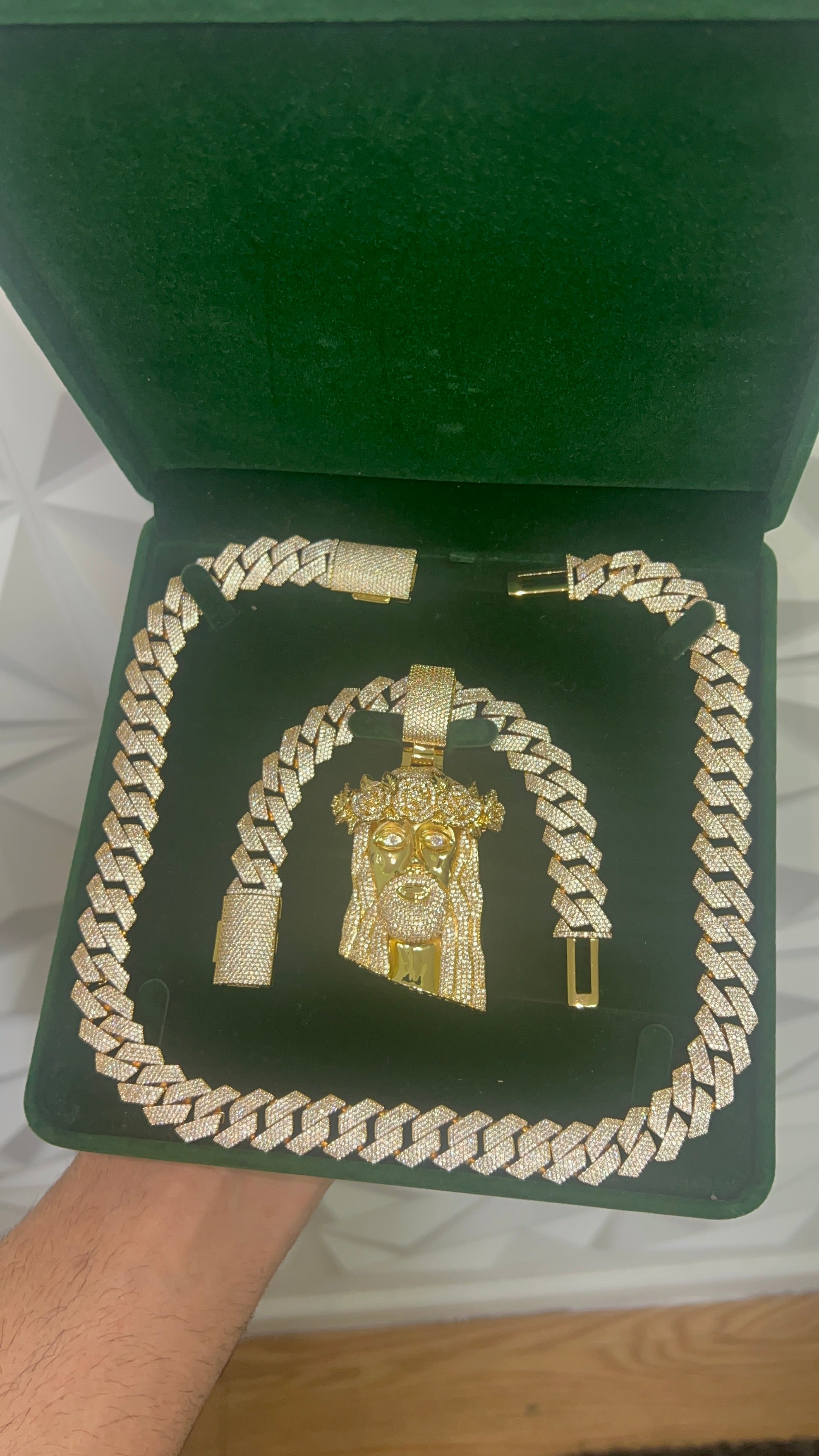 14k gold bonded chain bracelet and pendant set