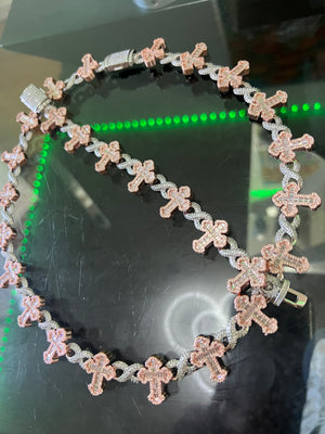 14k white gold and rose gold bonded chain and bracelet set unixes super beautiful