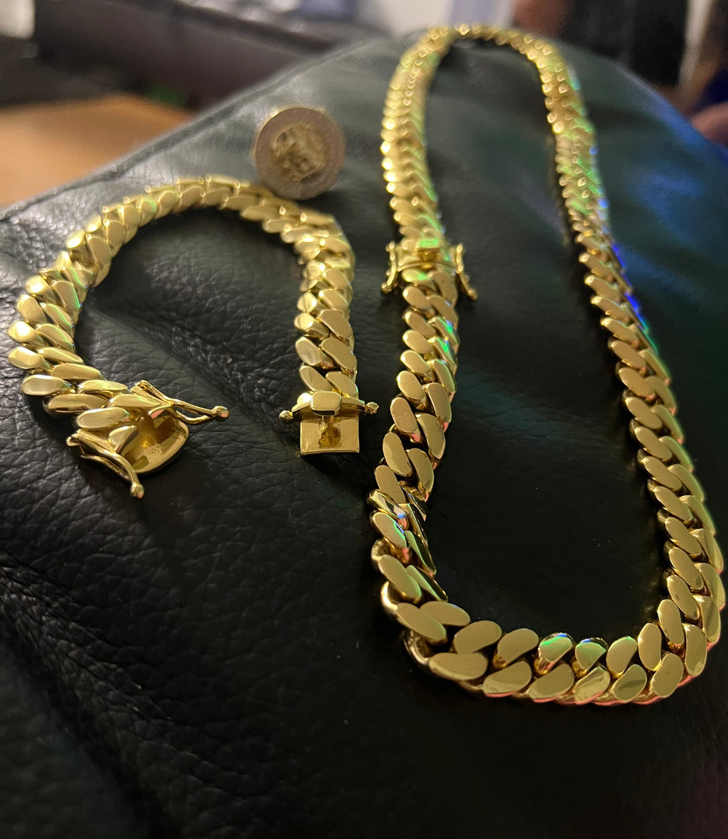 14k Cadena y manilla enchape de oro