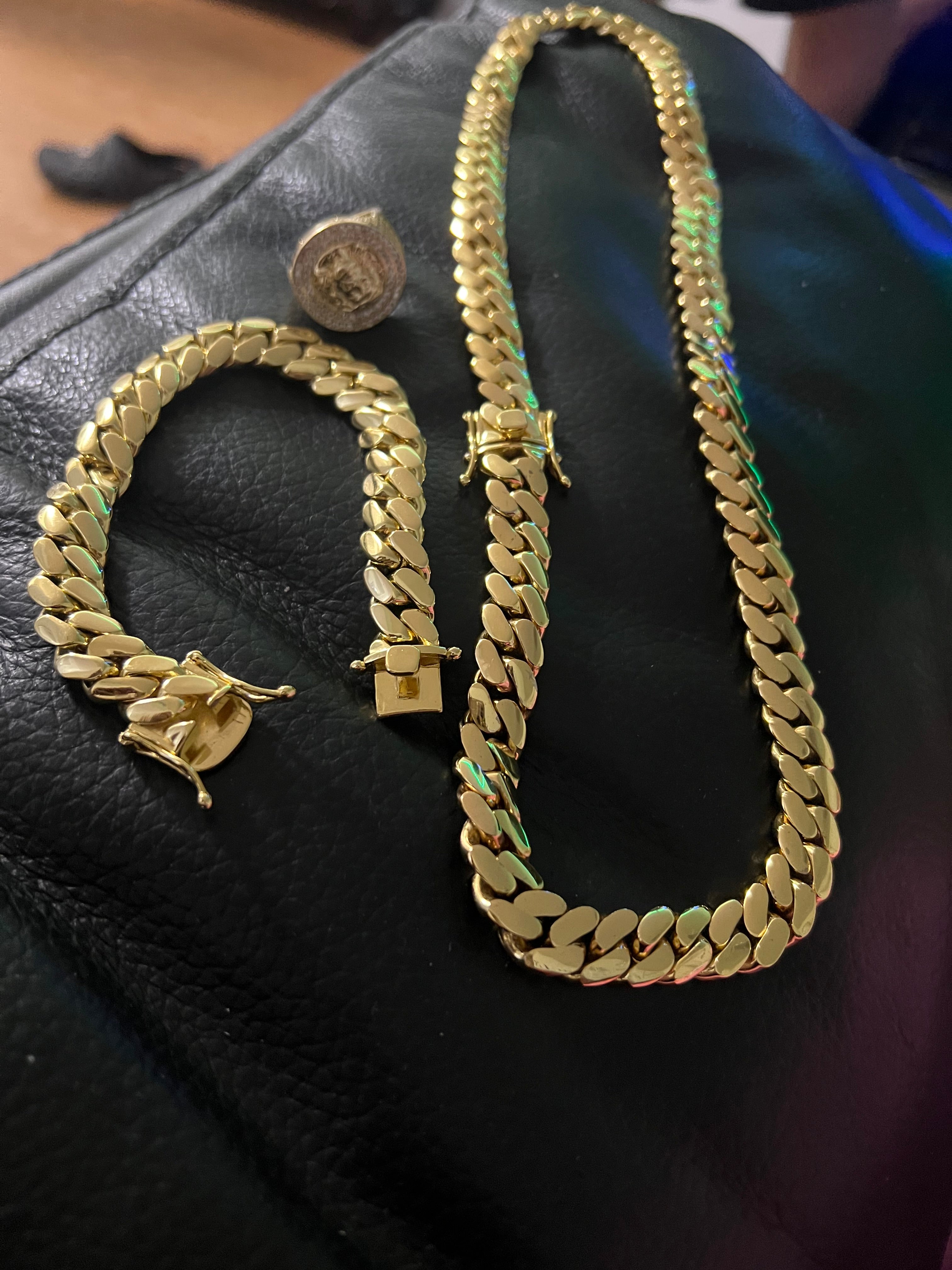 14k Cadena y manilla enchape de oro