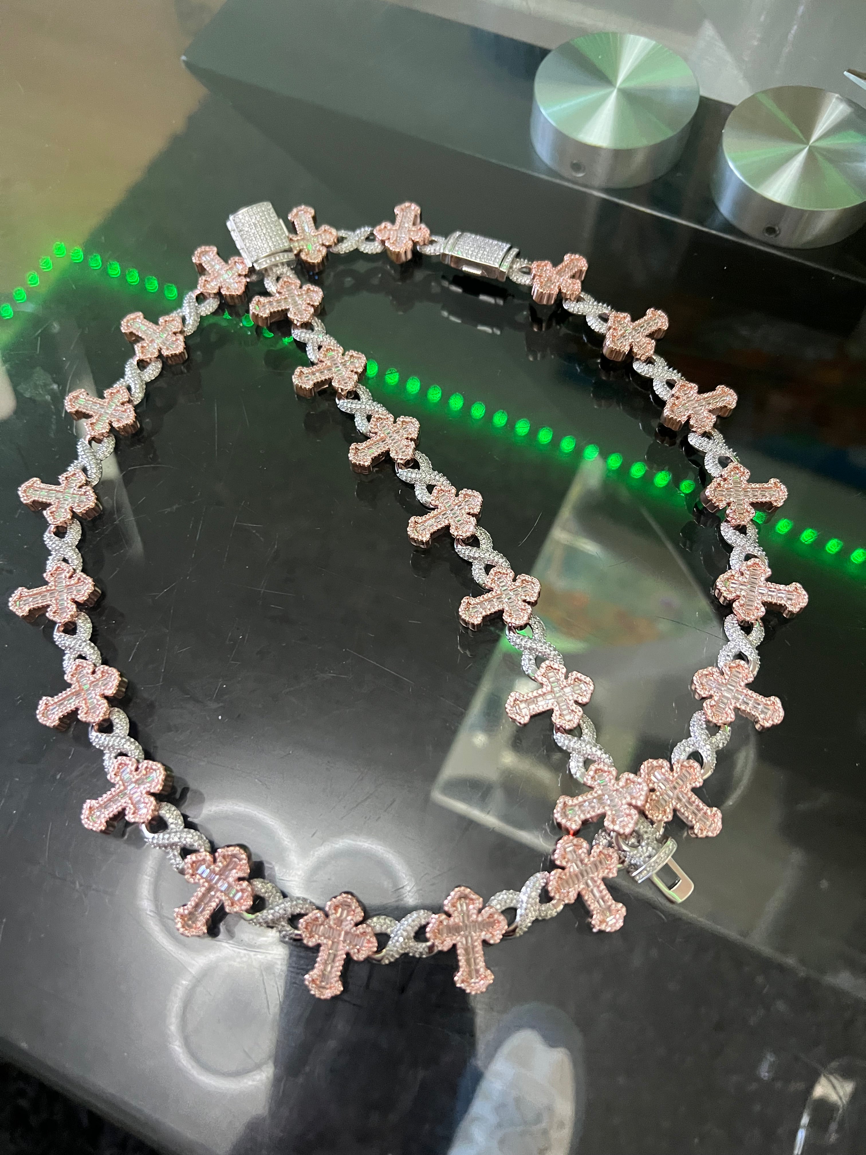 14k white gold and rose gold bonded chain and bracelet set unixes super beautiful