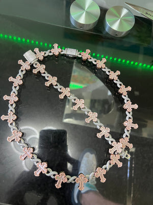14k white gold and rose gold bonded chain and bracelet set unixes super beautiful