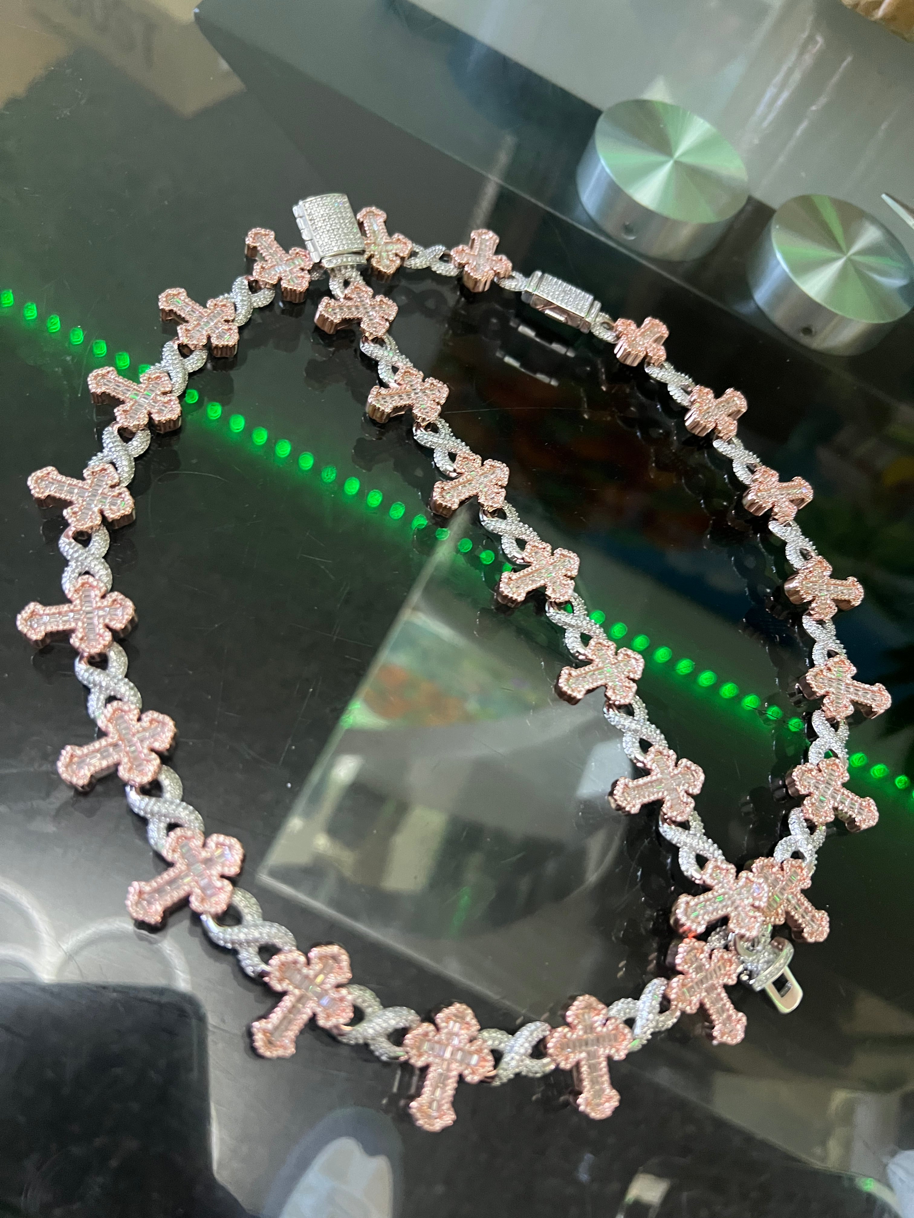 14k white gold and rose gold bonded chain and bracelet set unixes super beautiful
