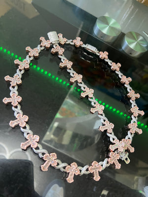 14k white gold and rose gold bonded chain and bracelet set unixes super beautiful