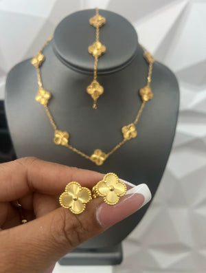 14k Gold bonded necklace bracelet and earrings set gold over silver