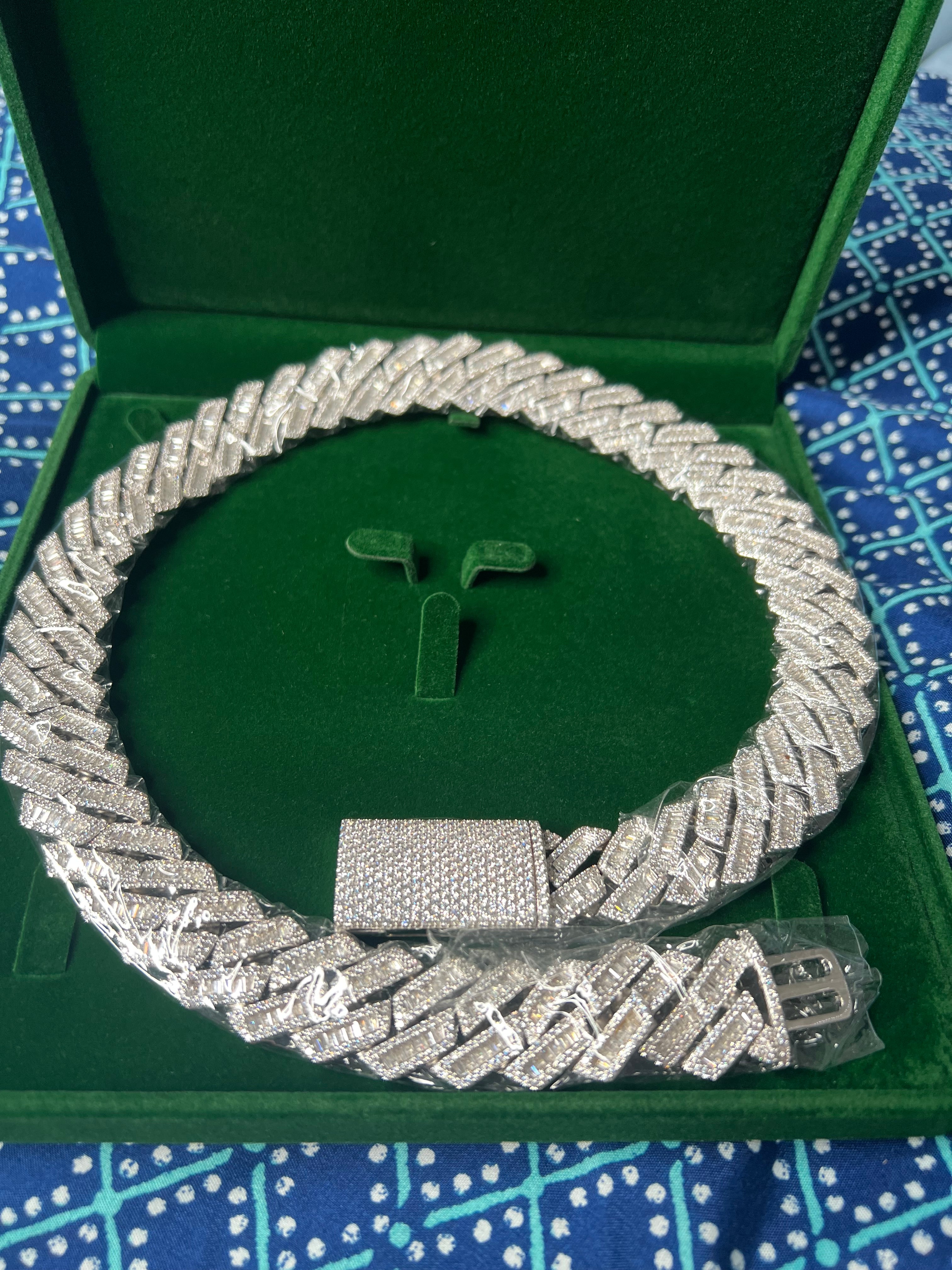 14k white gold bonded Chain and bracelet set plus ring