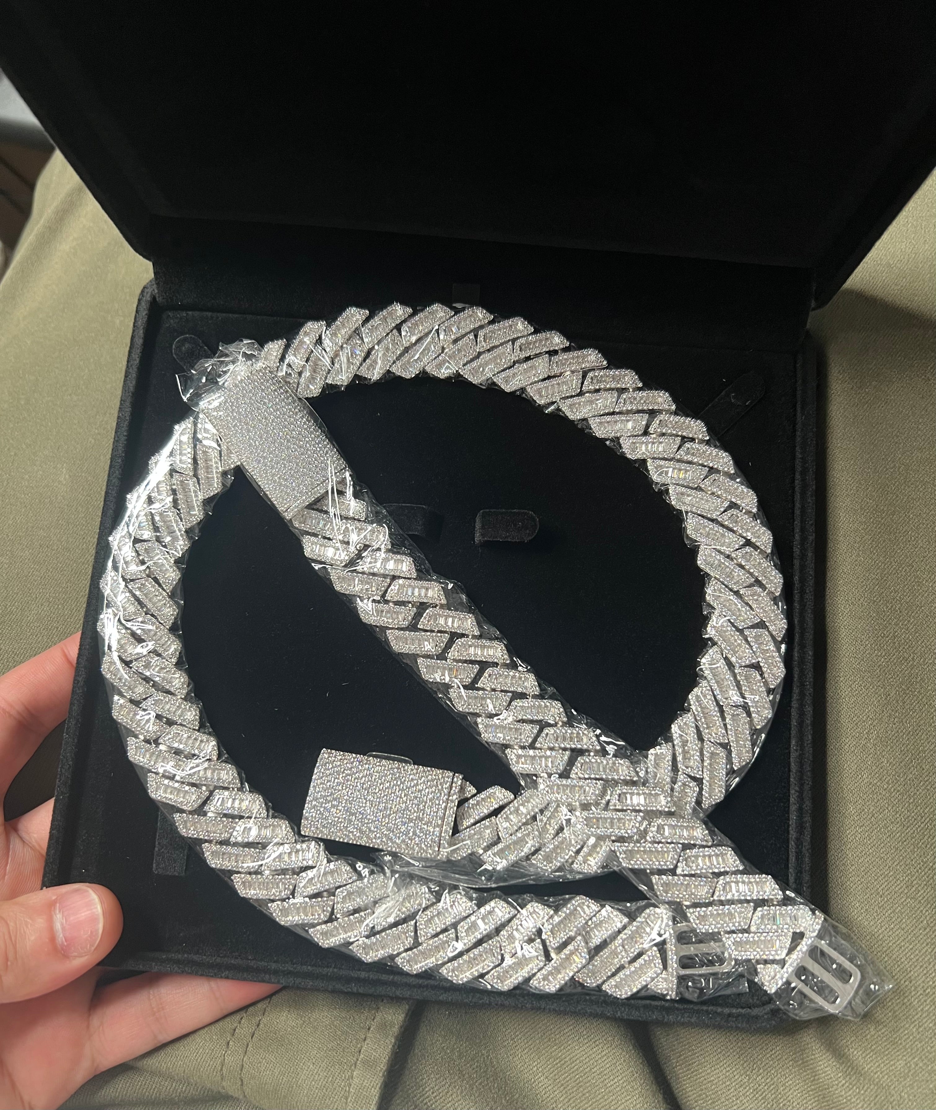 14k white gold bonded Chain and bracelet set plus ring