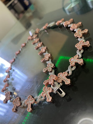 14k white gold and rose gold bonded chain and bracelet set unixes super beautiful