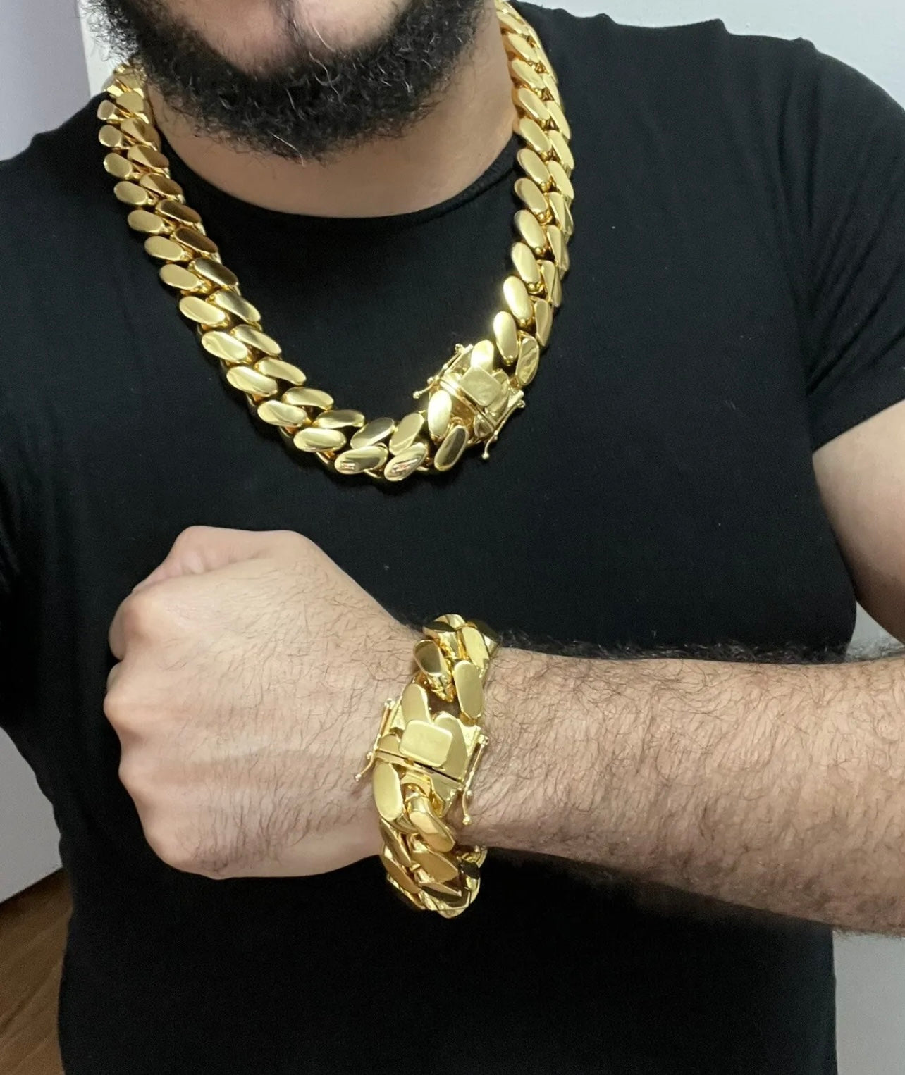 14k gold bonded chain and bracelet set "1 chain 1 bracelet set"