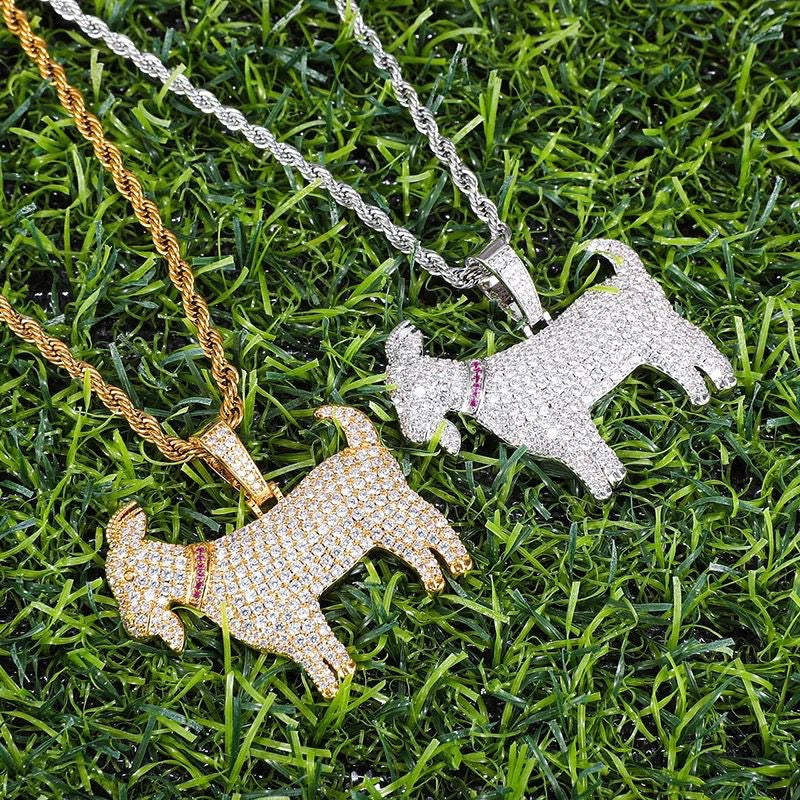 Goat pendant and necklace -white gold