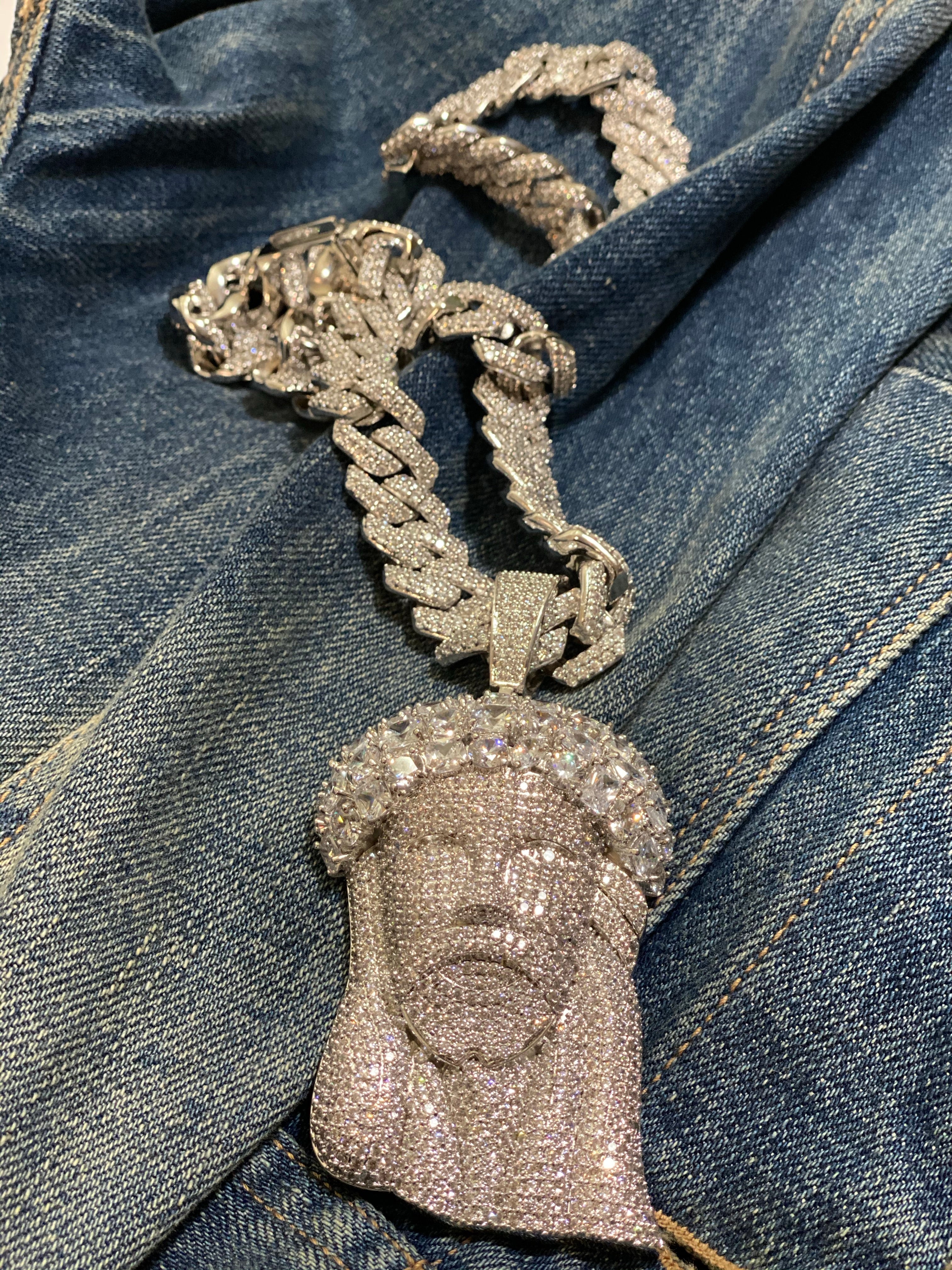 Fully Iced Cuban and Jesus piece