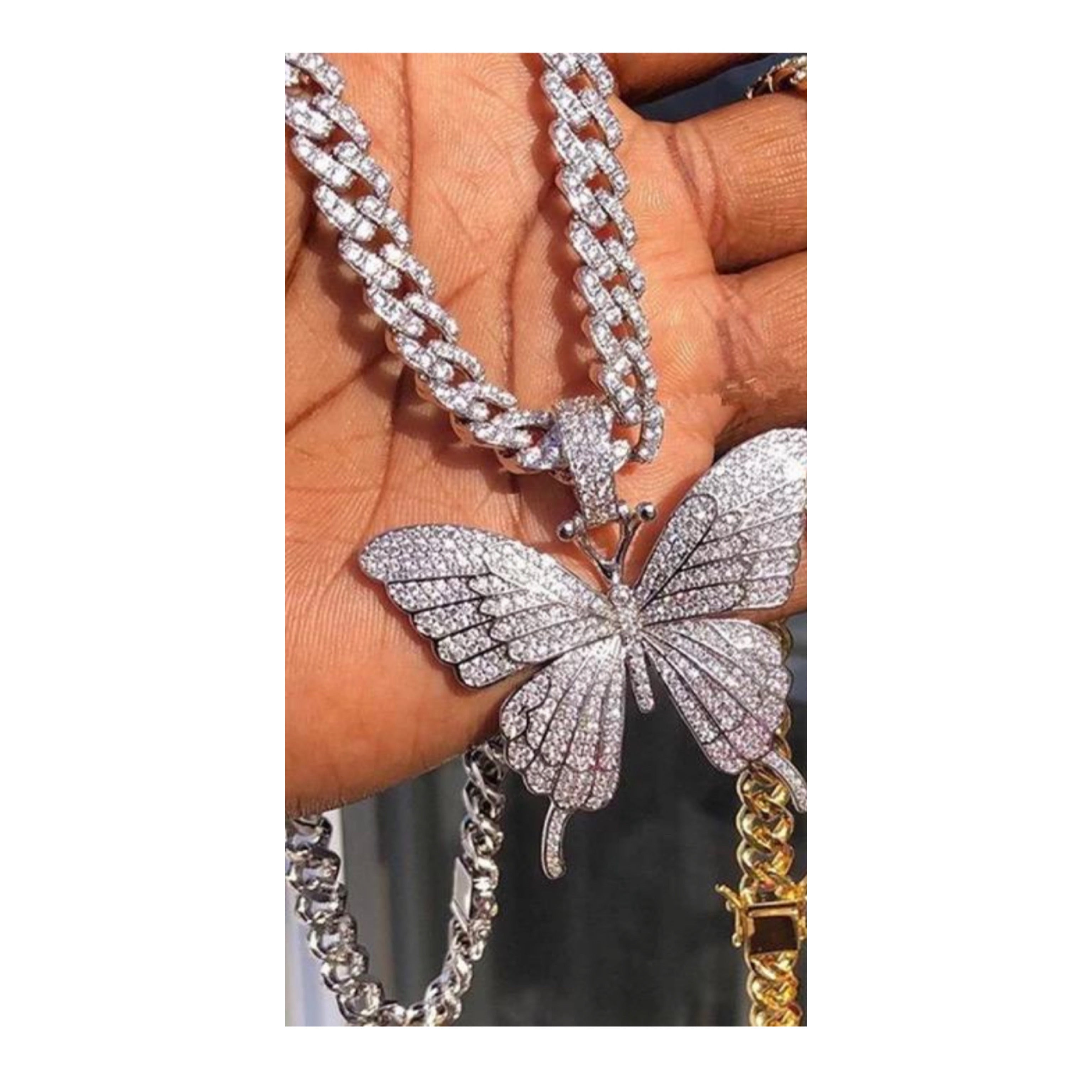 Butterfly Pendant and chain - silver