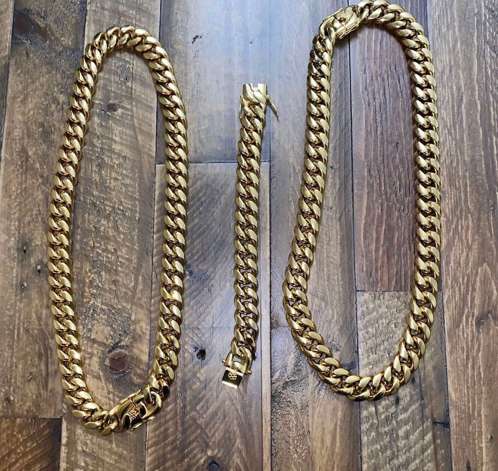 Chain and bracelet gold bonded