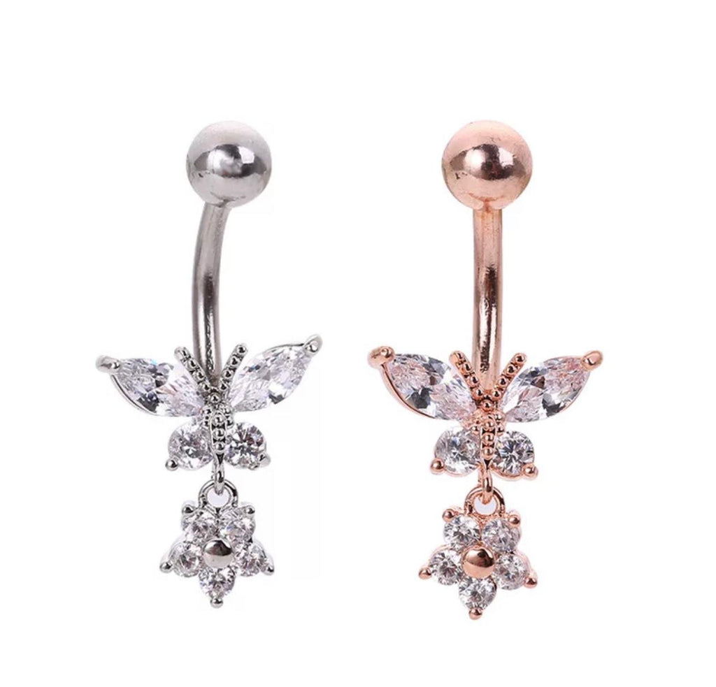 Butterfly belly piercing combo set (2 pieces)