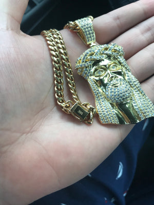 Jesus piece with cuban link 26-30”