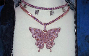 Butterfly tennis Necklace - Rose