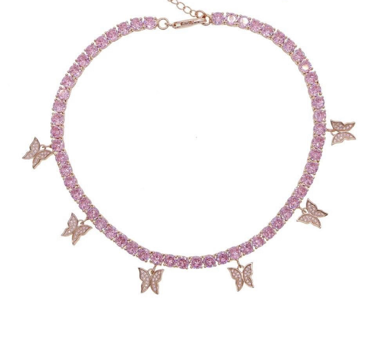 Butterfly tennis Necklace - Rose