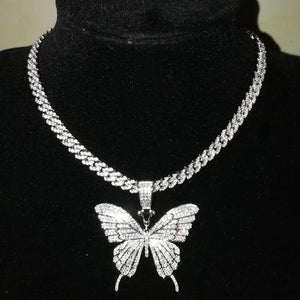 Butterfly Pendant and chain - silver