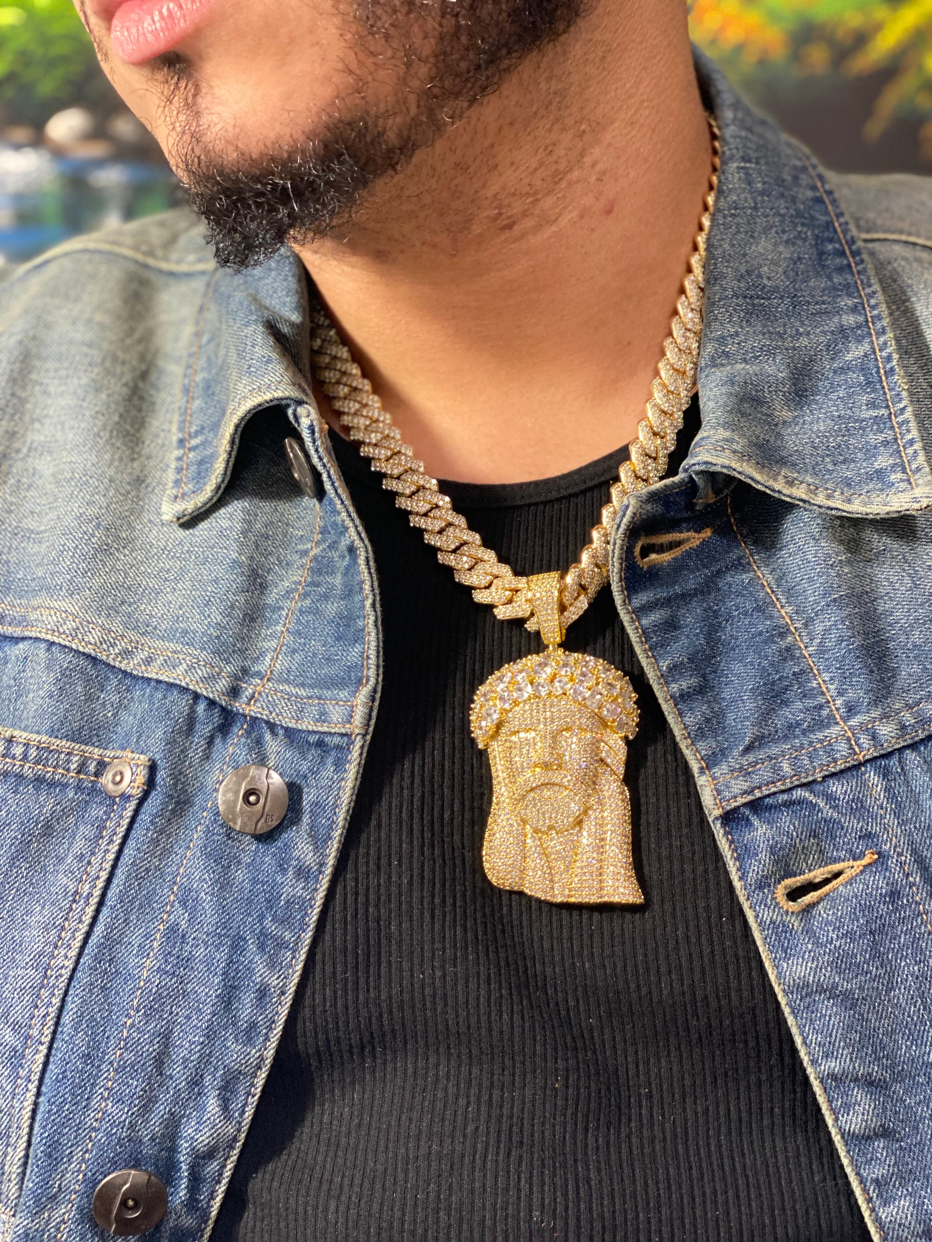 Fully Iced Cuban with Jesus piece