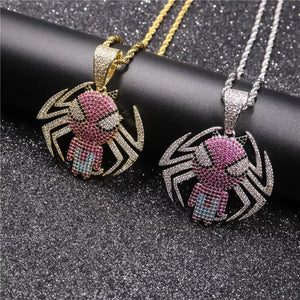 Spiderman Pendant with Necklace (Yellow Gold)