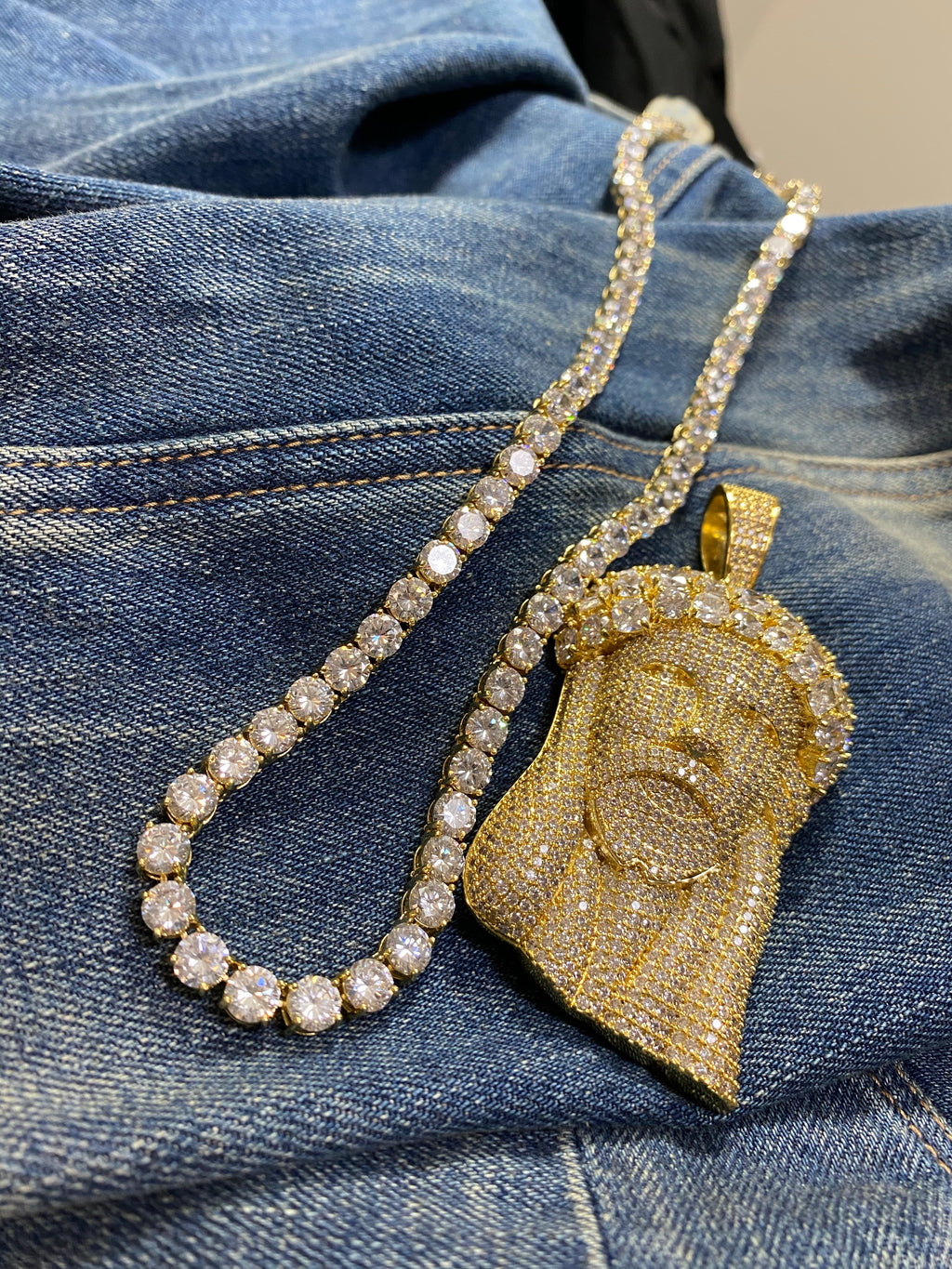 Jesus piece with tennis chain