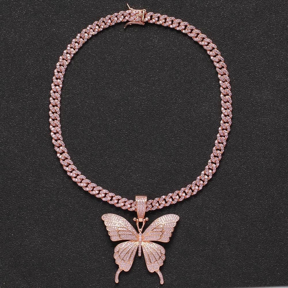 Butterfly pendant and Necklace -Rose Gold