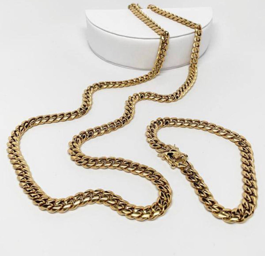 8mm cuban set chain and bracelet Ss