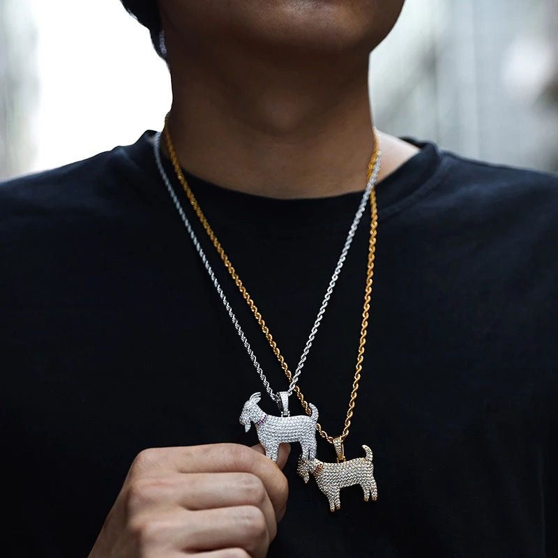 Goat pendant and necklace -white gold