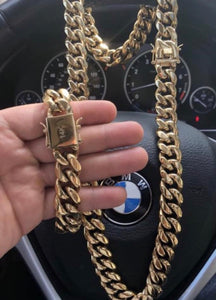 Cuban link set 19mm Chain and bracelet