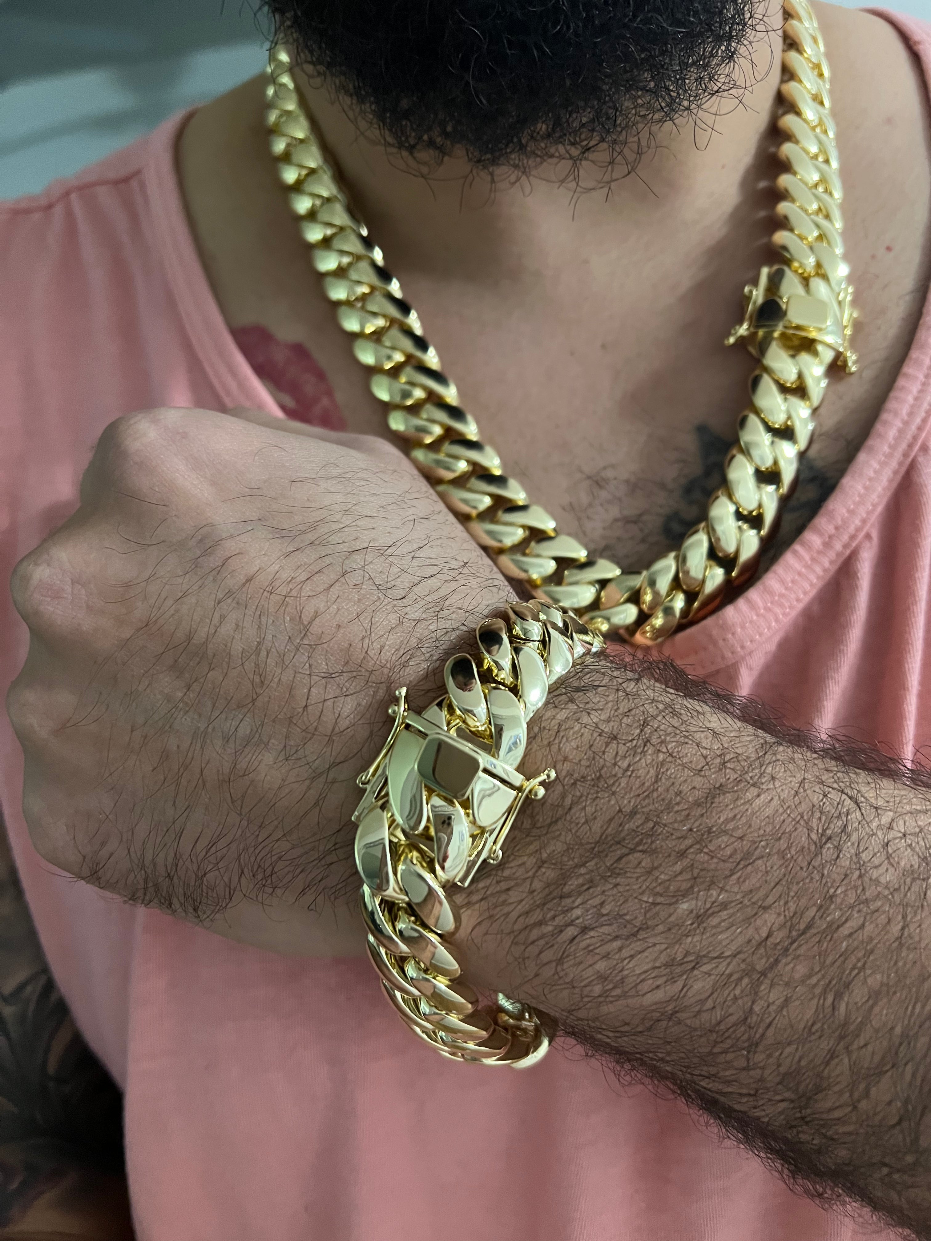 Chain and bracelet set Gold bonded