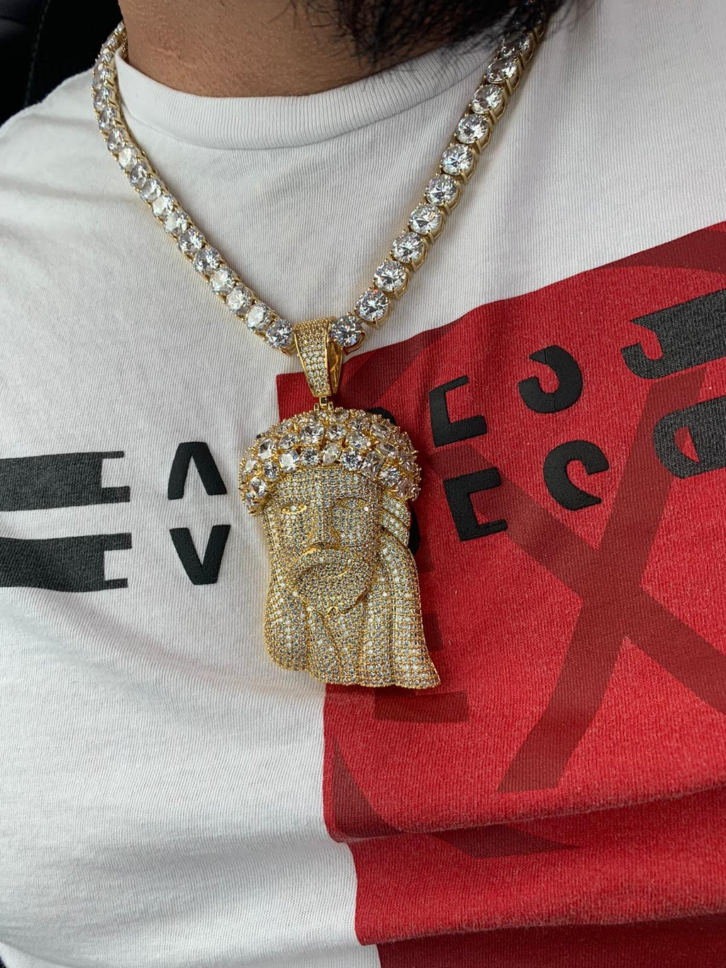Jesus piece with tennis chain