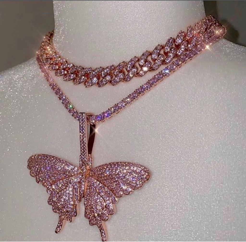 Butterfly pendant with chain combo