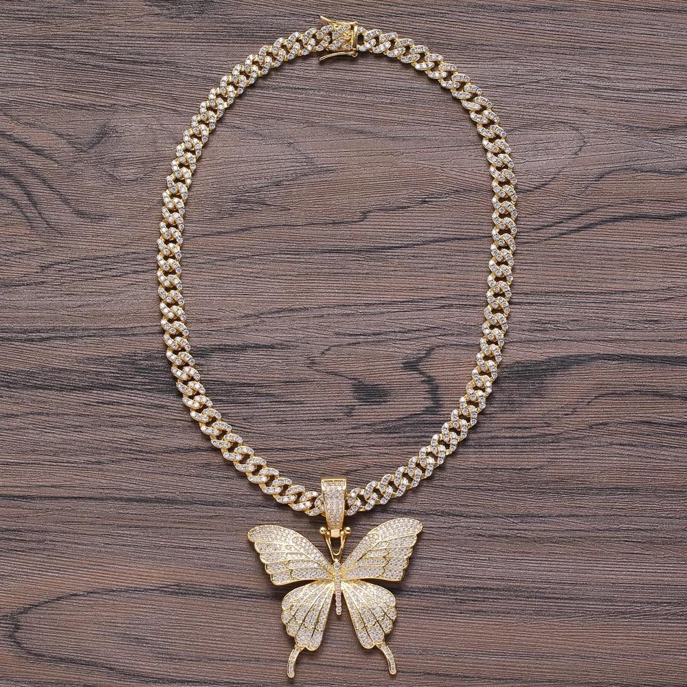 Butterfly pendant and Necklace -Yellow