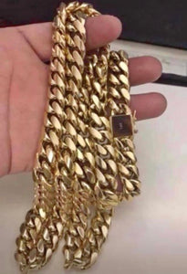 14k stainless chain and bracelet set