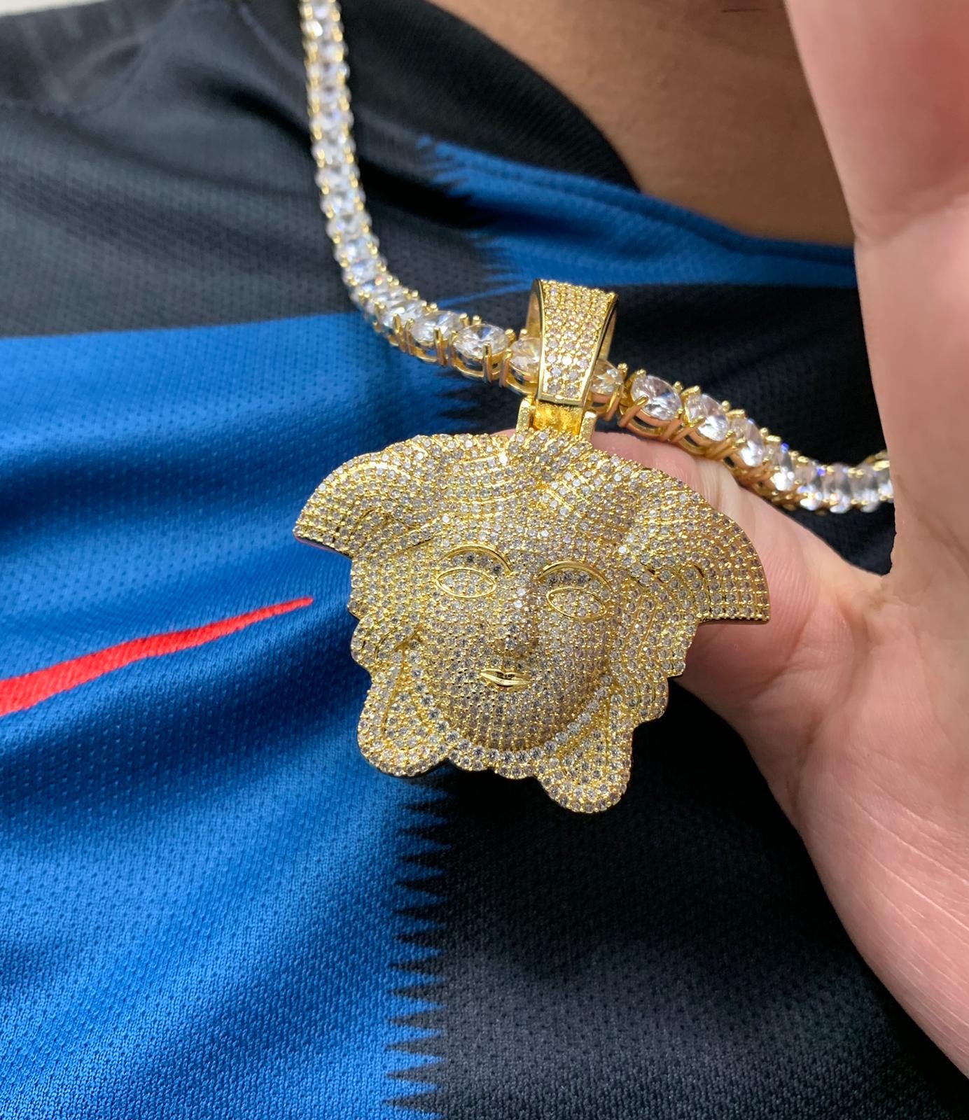 Versace pendant with tennis chain